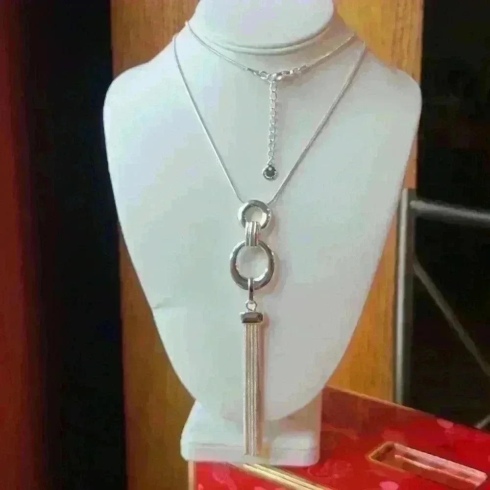 NWOT Charter Club Silver tone long necklace